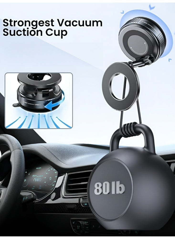 حامل هاتف سيارة لـ MagSafe قوي بمغناطيس 3600 غرام-قوة وذراع معدني دوار 360 درجة لسلسلة iPhone 17/16/15 وحامل هاتف سيارة عالمي لأندرويد - Image 5